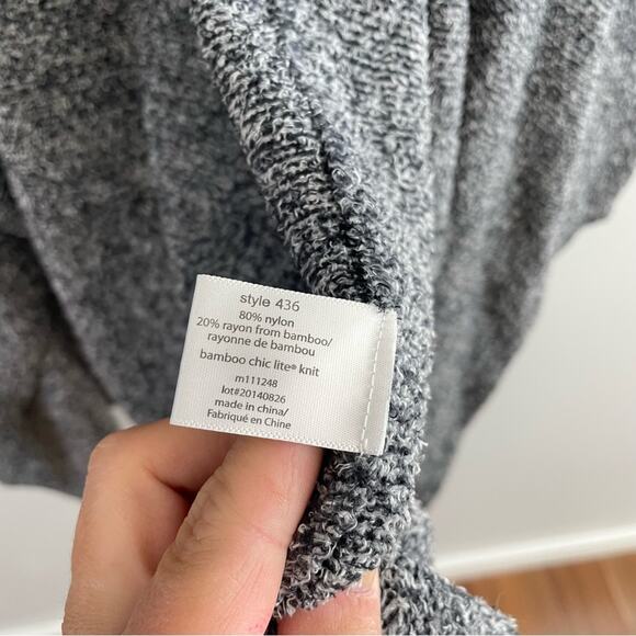 Barefoot Dreams | Calypso CozyChic Lite Gray Wrap Cardigan Open Front Heathered - Picture 9 of 11